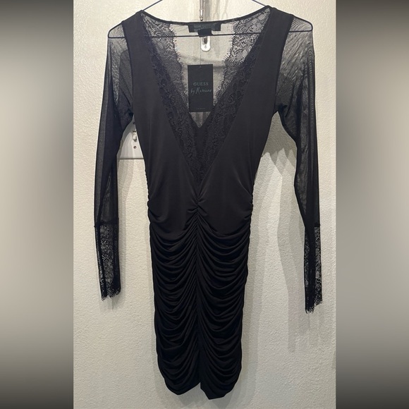 Guess by Marciano Marciano Lace Sheer Black Mini Dress - Picture 4 of 6